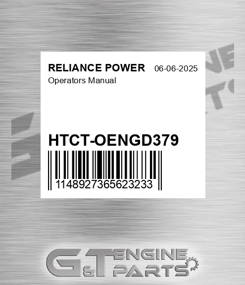 HTCT-OENGD379 Operators Manual for RELIANCE POWER