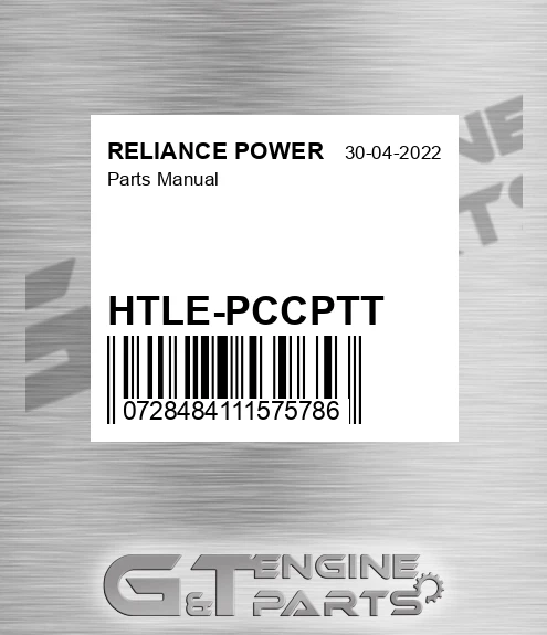 HTLE-PCCPTT Parts Manual for RELIANCE POWER