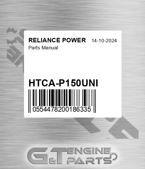 HTCA-P150UNI Parts Manual for RELIANCE POWER