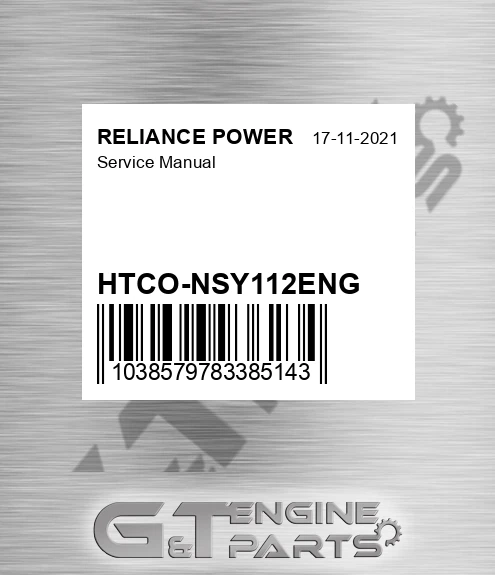 HTCO-NSY112ENG Service Manual for RELIANCE POWER