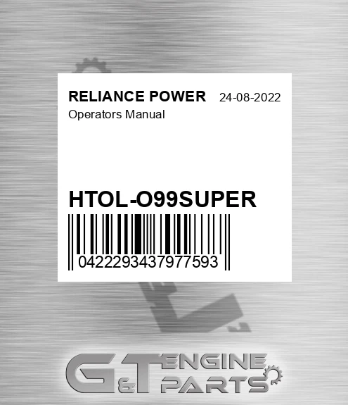 HTOL-O99SUPER Operators Manual for RELIANCE POWER
