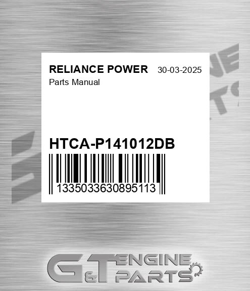 HTCA-P141012DB Parts Manual for RELIANCE POWER