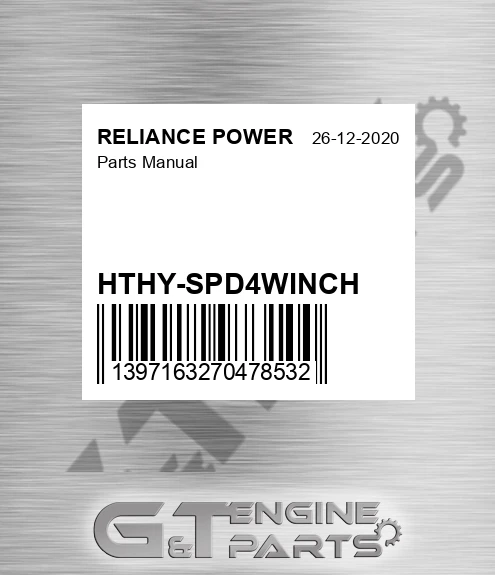 HTHY-SPD4WINCH Parts Manual for RELIANCE POWER