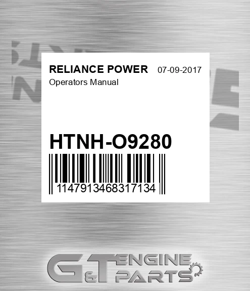 HTNH-O9280 Operators Manual for RELIANCE POWER