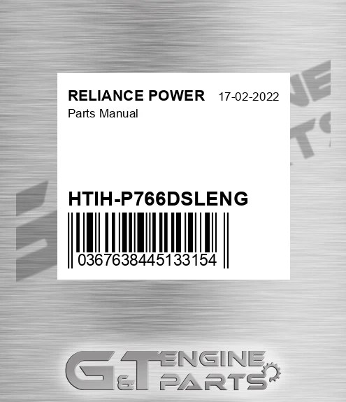 HTIH-P766DSLENG Parts Manual for RELIANCE POWER