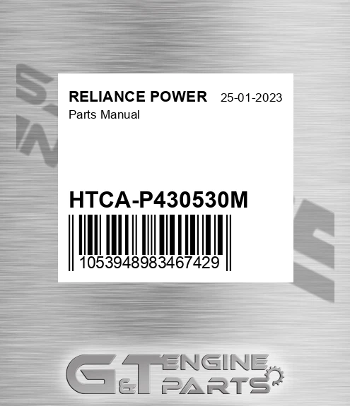 HTCA-P430530M Parts Manual for RELIANCE POWER