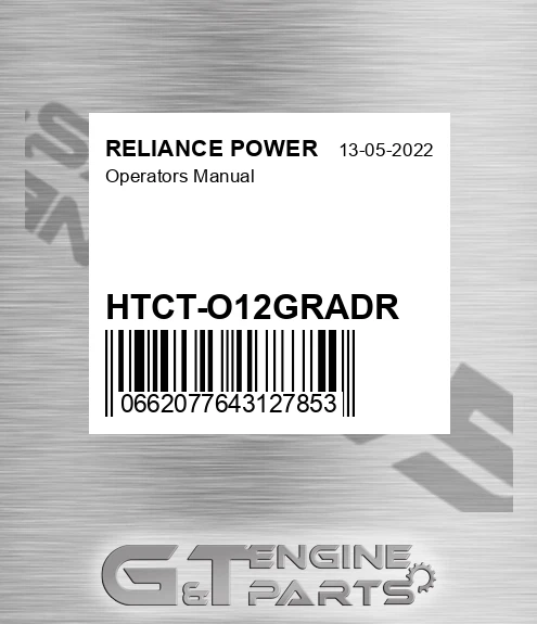 HTCT-O12GRADR Operators Manual for RELIANCE POWER