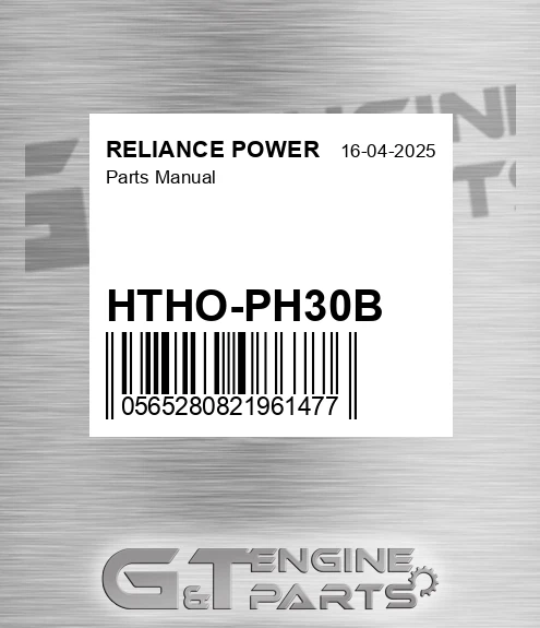 HTHO-PH30B Parts Manual for RELIANCE POWER