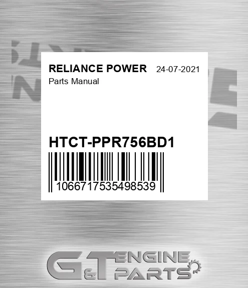 HTCT-PPR756BD1 Parts Manual for RELIANCE POWER