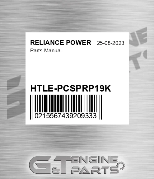 HTLE-PCSPRP19K Parts Manual for RELIANCE POWER