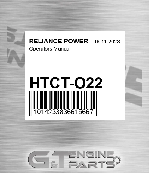 HTCT-O22 Operators Manual for RELIANCE POWER