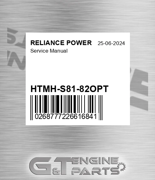 HTMH-S81-82OPT Service Manual for RELIANCE POWER