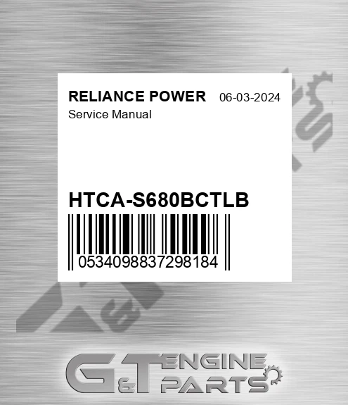 HTCA-S680BCTLB Service Manual for RELIANCE POWER