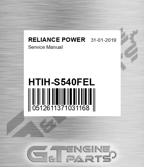 HTIH-S540FEL Service Manual for RELIANCE POWER