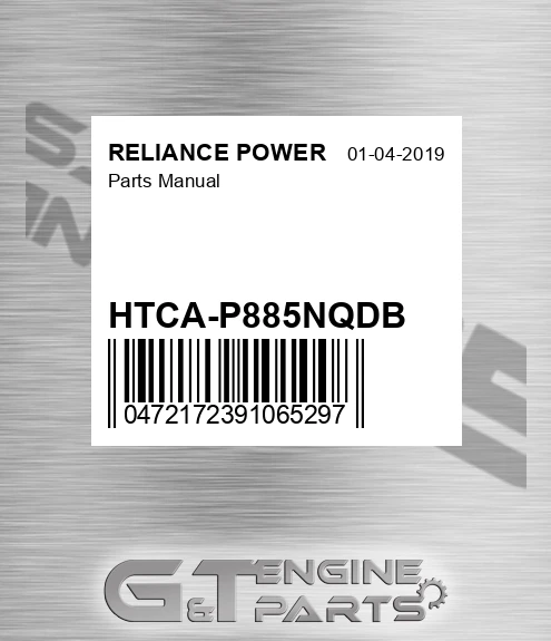 HTCA-P885NQDB Parts Manual for RELIANCE POWER