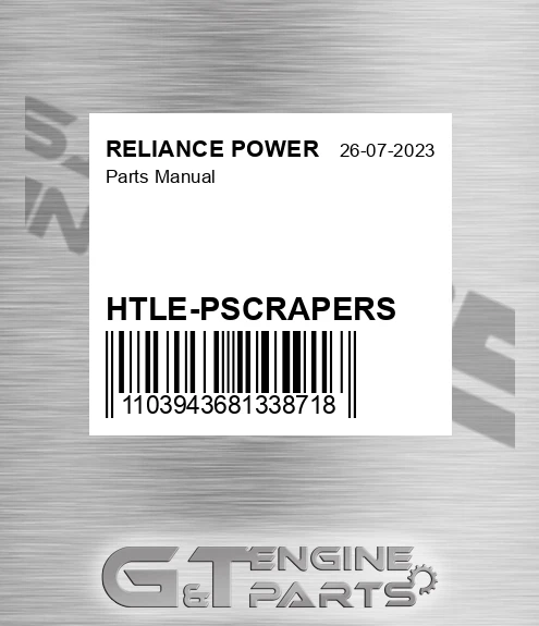 HTLE-PSCRAPERS Parts Manual for RELIANCE POWER