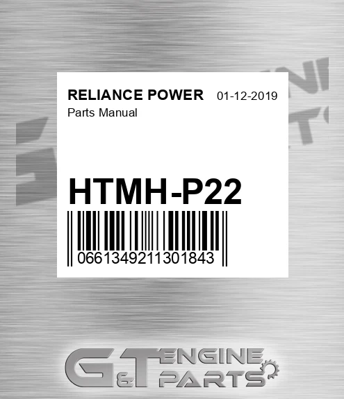 HTMH-P22 Parts Manual for RELIANCE POWER