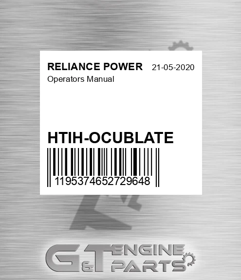 HTIH-OCUBLATE Operators Manual for RELIANCE POWER