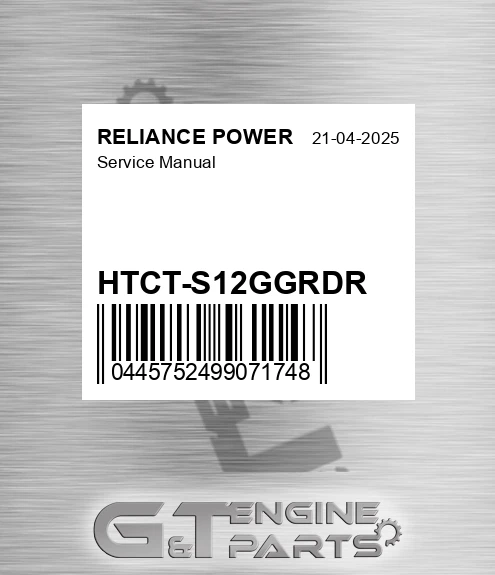 HTCT-S12GGRDR Service Manual for RELIANCE POWER