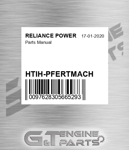 HTIH-PFERTMACH Parts Manual for RELIANCE POWER