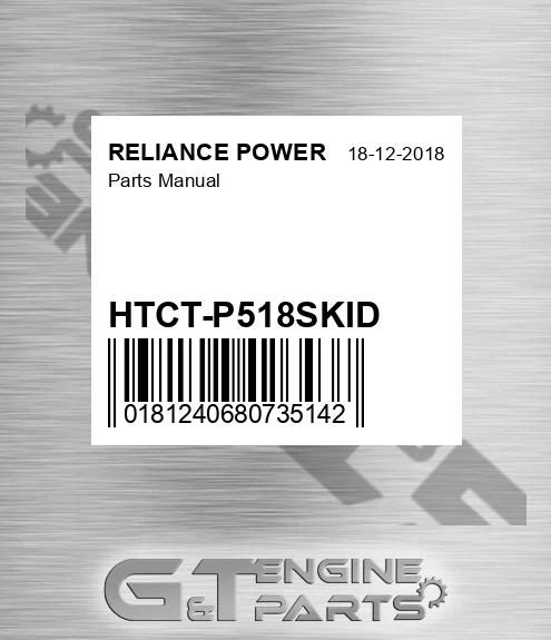 HTCT-P518SKID Parts Manual for RELIANCE POWER