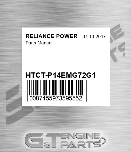 HTCT-P14EMG72G1 Parts Manual for RELIANCE POWER
