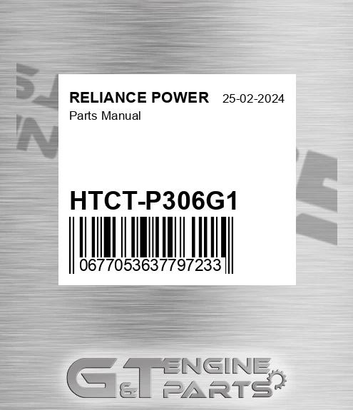 HTCT-P306G1 Parts Manual for RELIANCE POWER