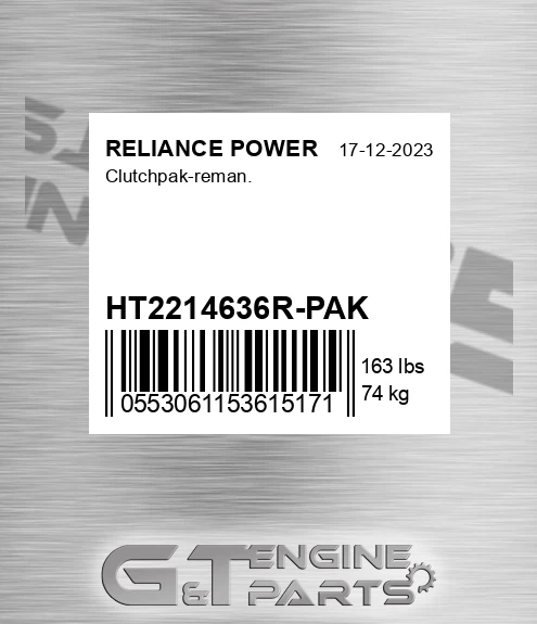 HT2214636R-PAK Clutchpak-reman.
