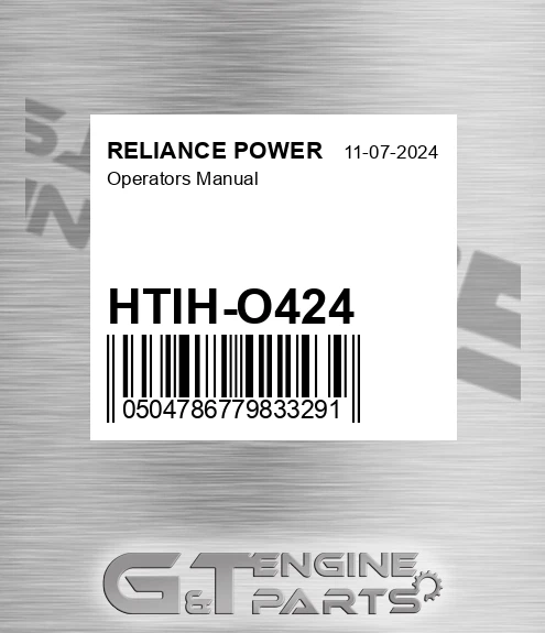 HTIH-O424 Operators Manual for RELIANCE POWER
