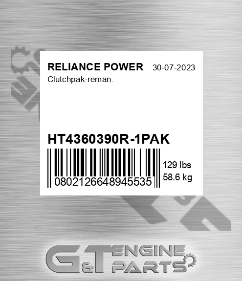 HT4360390R-1PAK Clutchpak-reman.