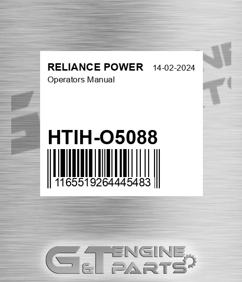 HTIH-O5088 Operators Manual for RELIANCE POWER