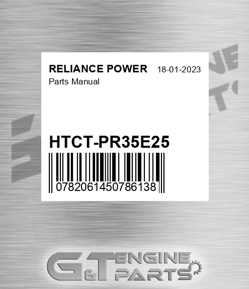 HTCT-PR35E25 Parts Manual for RELIANCE POWER