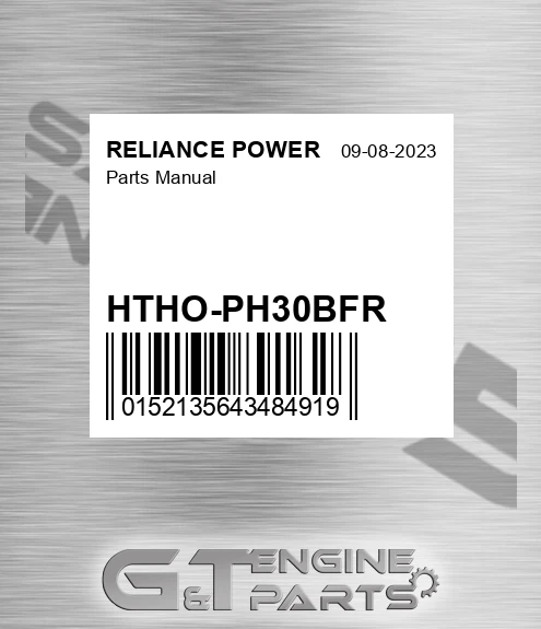 HTHO-PH30BFR Parts Manual for RELIANCE POWER