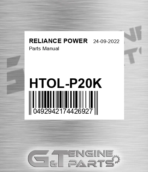 HTOL-P20K Parts Manual for RELIANCE POWER
