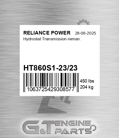 HT860S1-23/23 Hydrostat Transmission-reman.