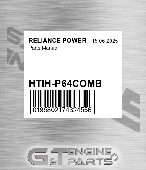 HTIH-P64COMB Parts Manual for RELIANCE POWER