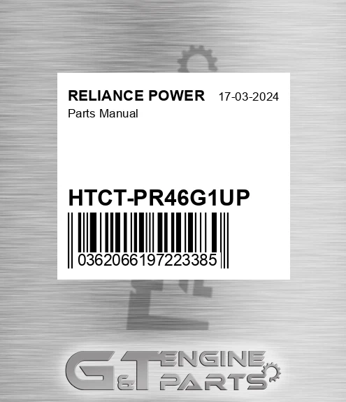 HTCT-PR46G1UP Parts Manual for RELIANCE POWER