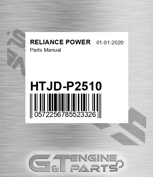 HTJD-P2510 Parts Manual for RELIANCE POWER
