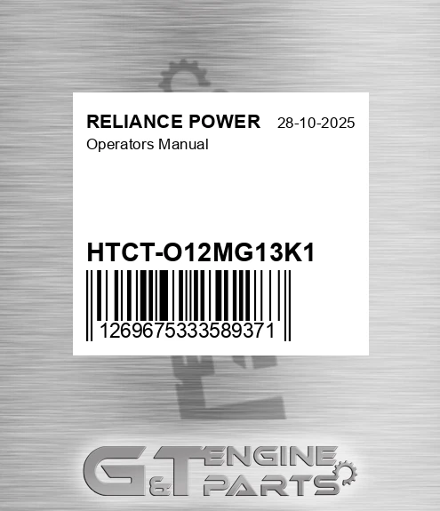 HTCT-O12MG13K1 Operators Manual for RELIANCE POWER