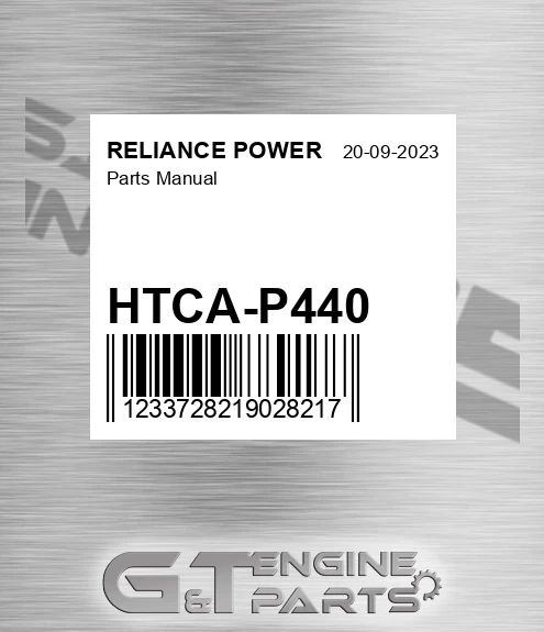 HTCA-P440 Parts Manual for RELIANCE POWER