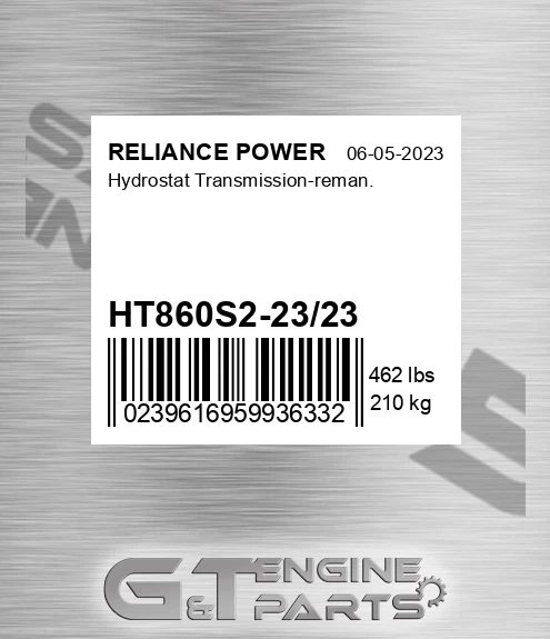 HT860S2-23/23 Hydrostat Transmission-reman.
