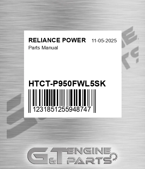 HTCT-P950FWL5SK Parts Manual for RELIANCE POWER