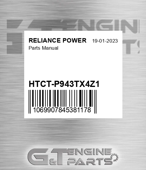 HTCT-P943TX4Z1 Parts Manual for RELIANCE POWER