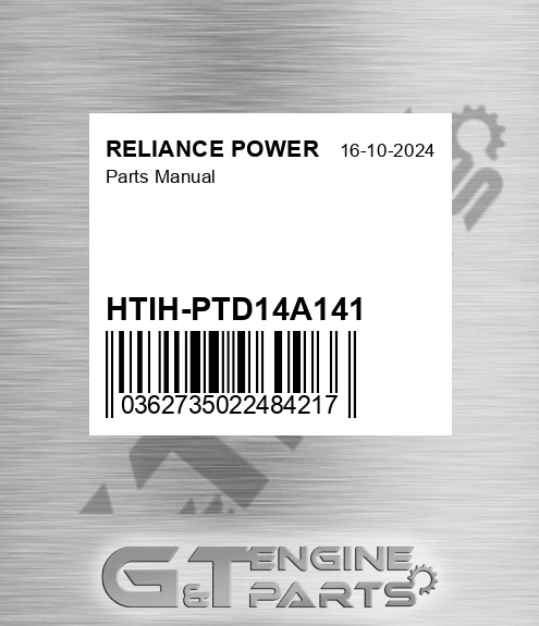 HTIH-PTD14A141 Parts Manual for RELIANCE POWER