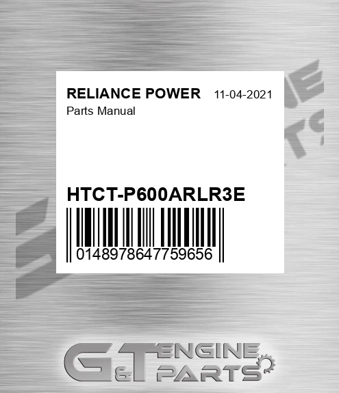HTCT-P600ARLR3E Parts Manual for RELIANCE POWER