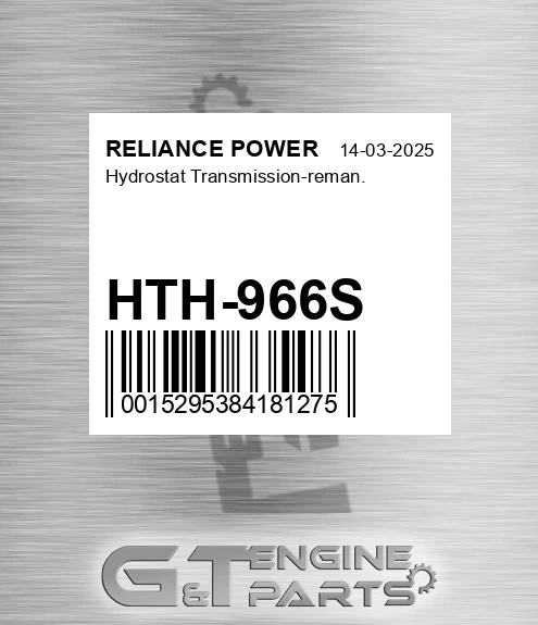 HTH-966S Hydrostat Transmission-reman. for RELIANCE POWER