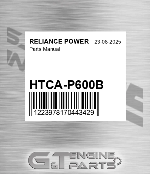 HTCA-P600B Parts Manual for RELIANCE POWER