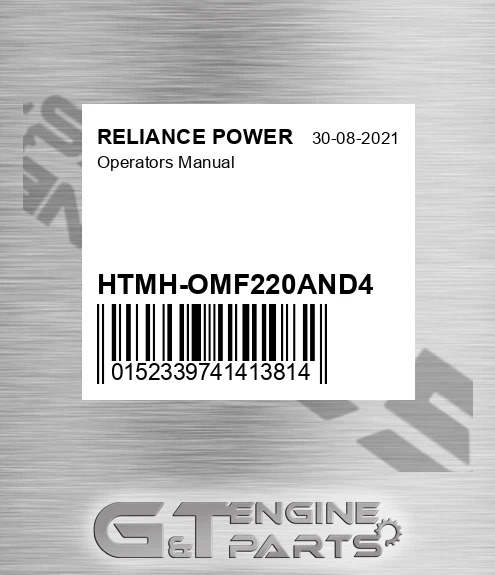 HTMH-OMF220AND4 Operators Manual for RELIANCE POWER