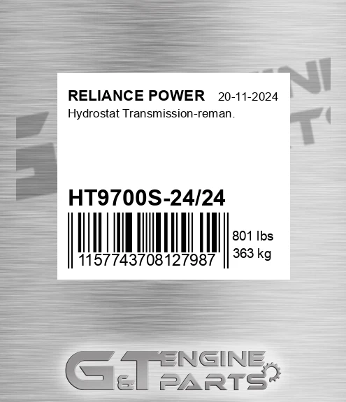 HT9700S-24/24 Hydrostat Transmission-reman.