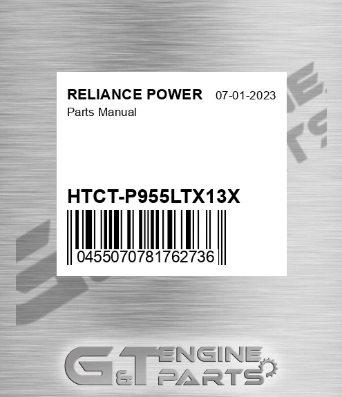 HTCT-P955LTX13X Parts Manual for RELIANCE POWER